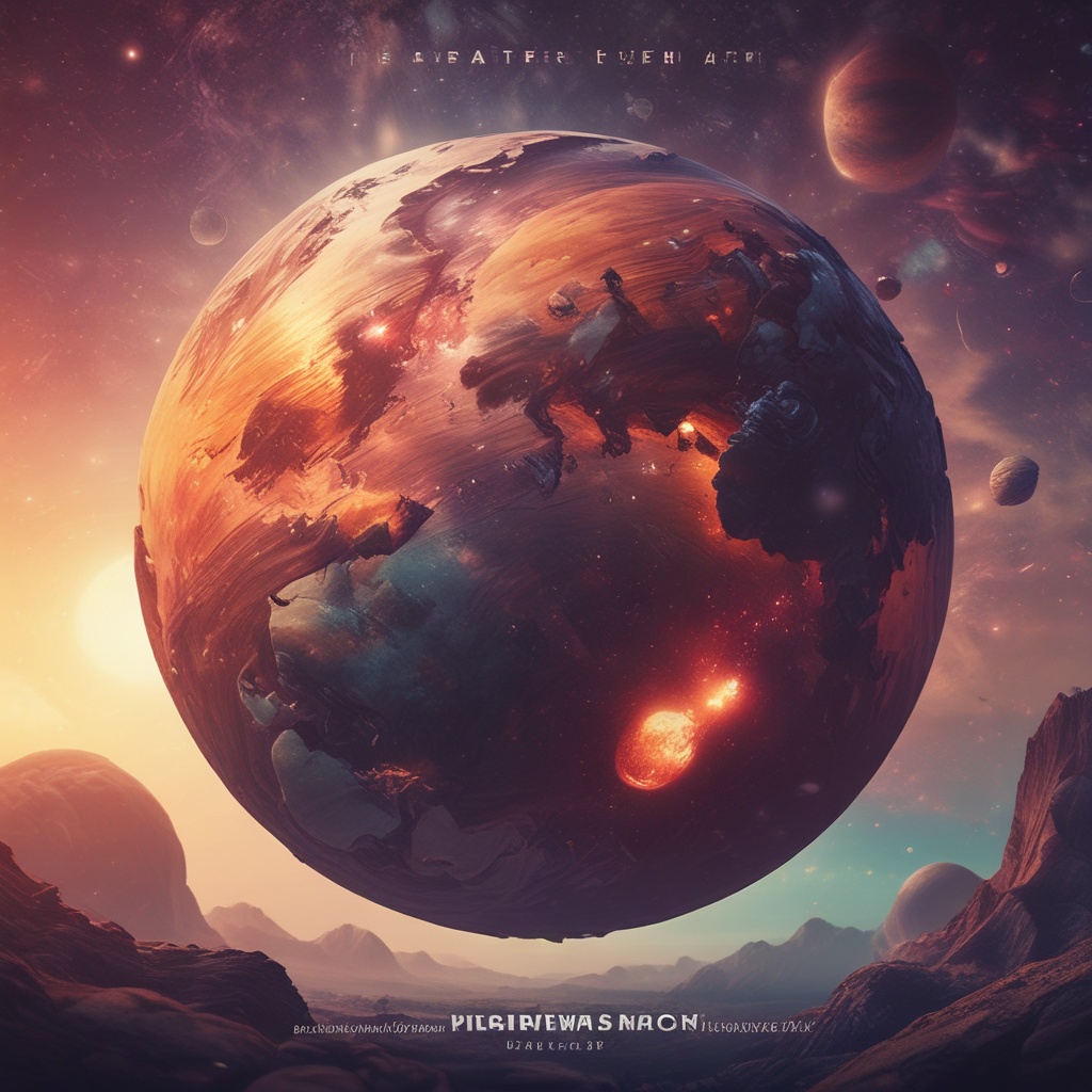 Movie banner showing a large planet with bokeh effects